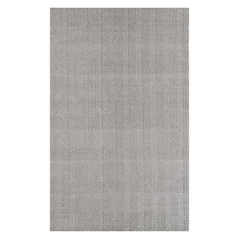 Gray Herringbone Handwoven Cotton 4' x 6' Rug