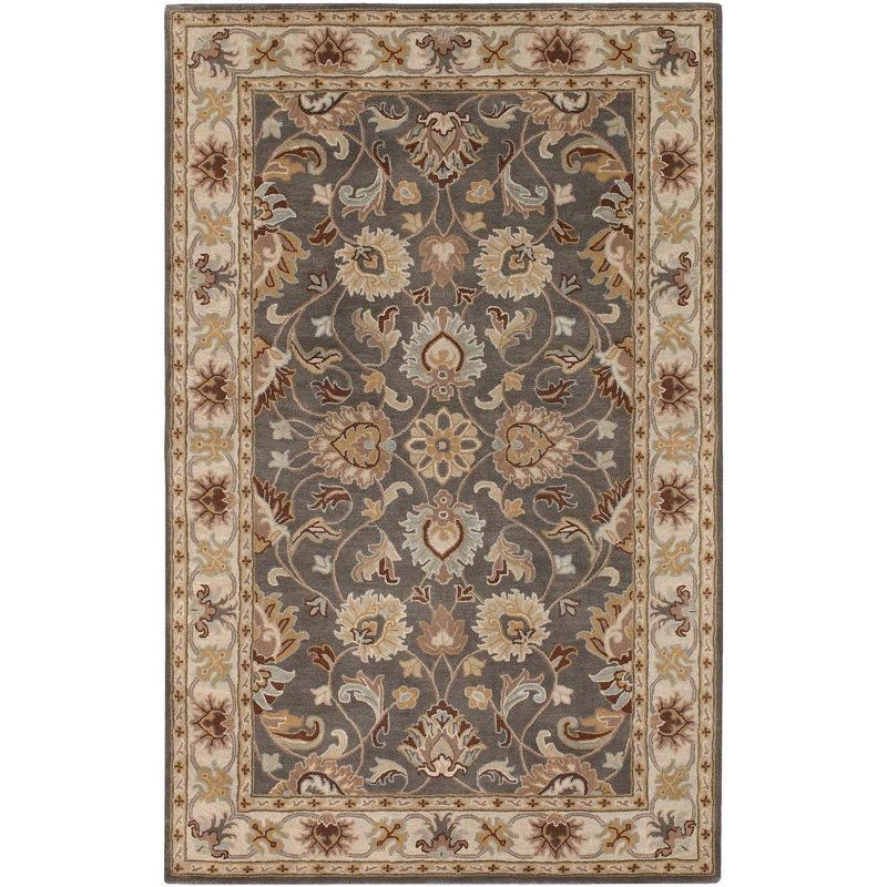 Gray and Beige Wool Handmade Tufted 5' x 8' Area Rug