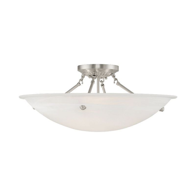 Elegant Brushed Nickel 4-Light Ceiling Fixture with White Alabaster Glass