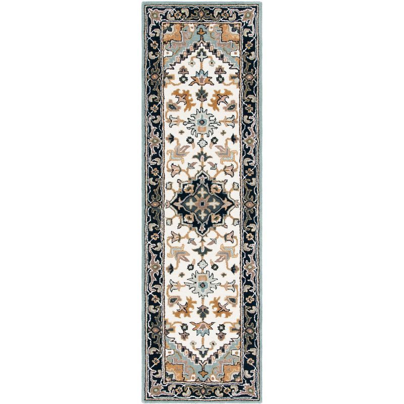 Heritage Grey and Green Hand-Tufted Wool Runner Rug