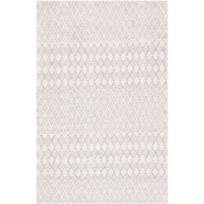 Ivory Flat Woven Wool Rectangular Area Rug