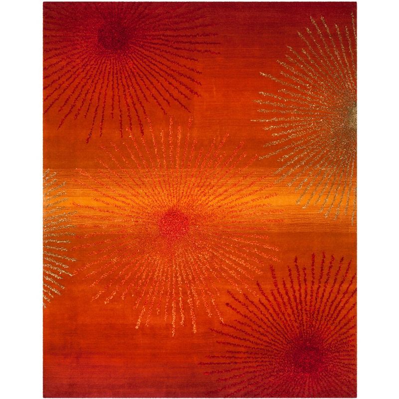 Rust and Multi Hand-Tufted Wool Area Rug, 7'6" x 9'6"