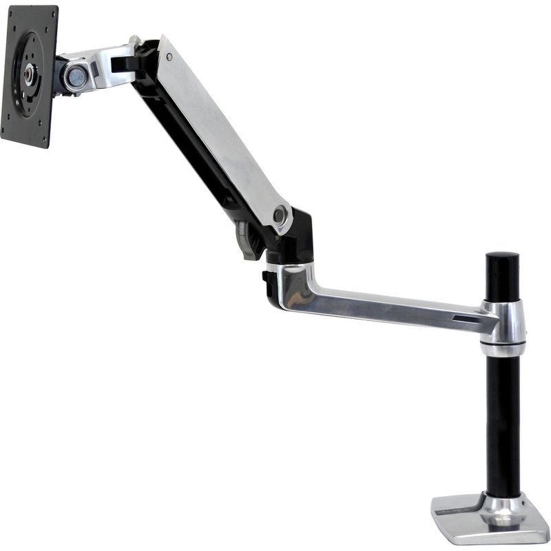 Polished Aluminum Full-Motion Desk Mount Monitor Arm with Riser