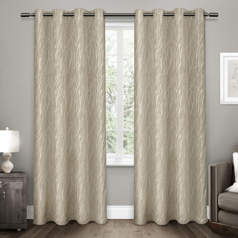 Natural Faux Silk Blackout Grommet Curtain Panels, 52" x 84"