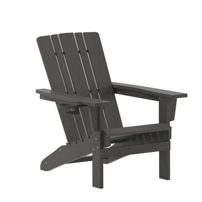 Gray HDPE Adirondack Chair with Cup Holder