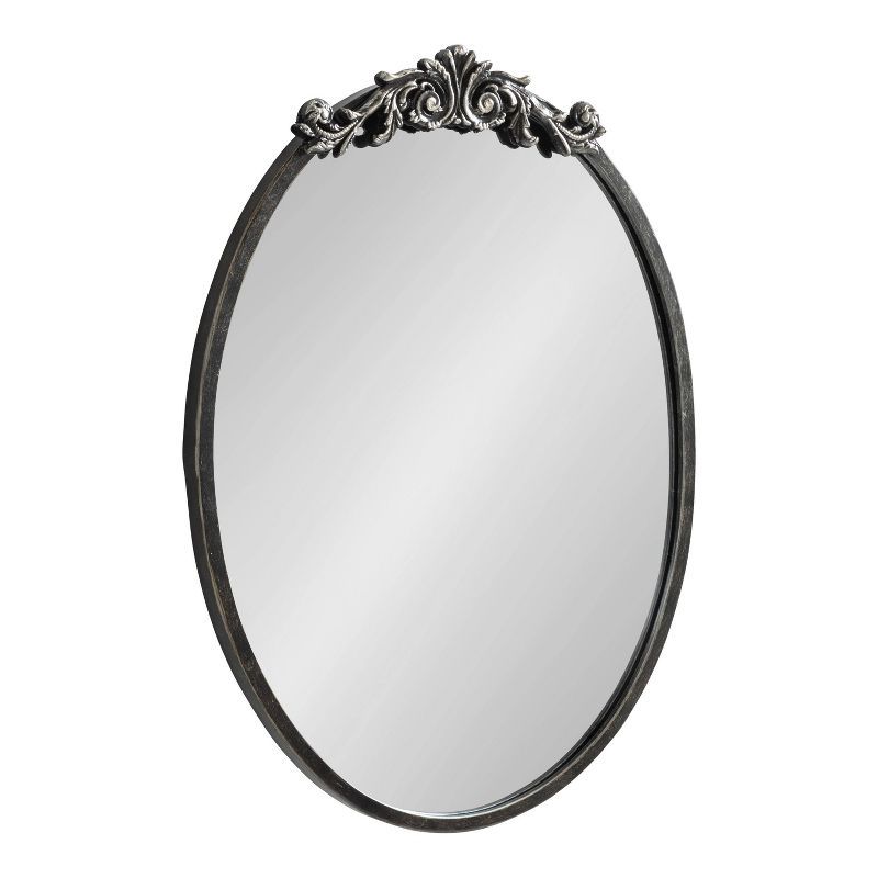 Arendahl 18" x 24" Black Ornate Oval Wall Mirror