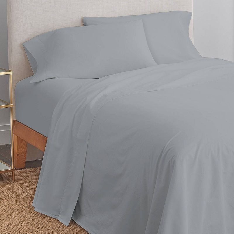 Luxurious Full/Double Deep Pocket Percale Sheet Set in Light Gray