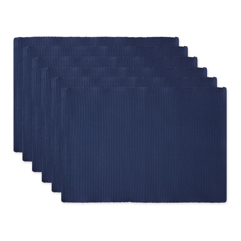 Nautical Blue Ribbed Cotton Indoor Placemats Set of 6