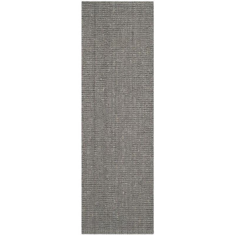 Light Gray Handwoven Jute Wool Runner Rug