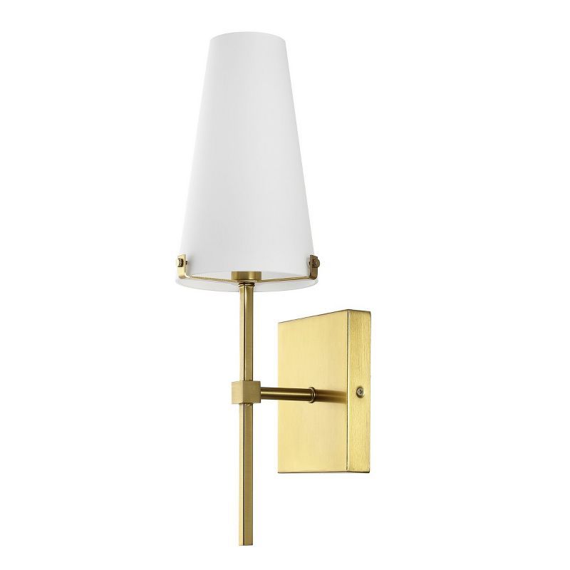 Nanda Brass Gold Iron Wall Sconce with White Shade