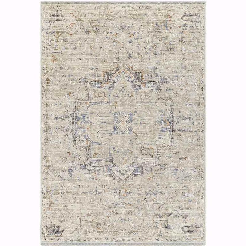 Amiee 2'4" x 3'9" Beige and Blue Synthetic Fur Rug