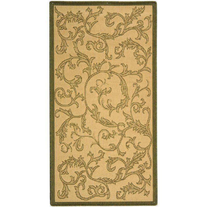 Olive Natural Rectangular Easy-Care Synthetic Area Rug