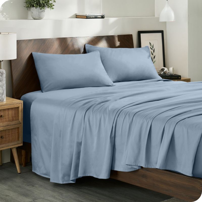Dusty Blue Organic Cotton Full Bed Sheet Set