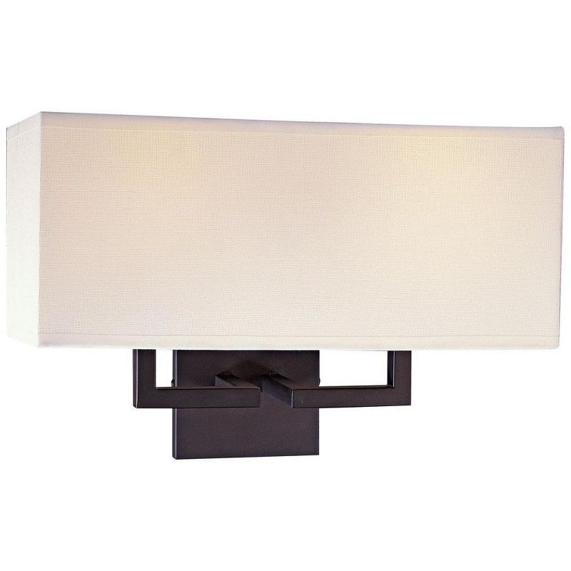 Bronze Dimmable Cylinder Sconce with Off-White Fabric Shade