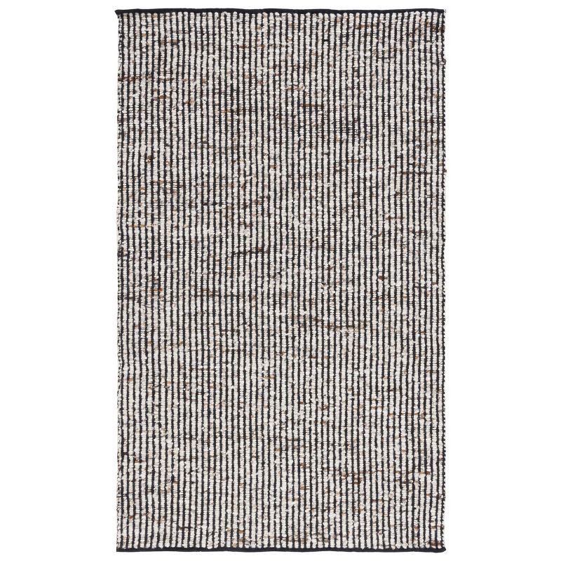 Artisan-Crafted Black Wool 8' x 10' Handwoven Area Rug