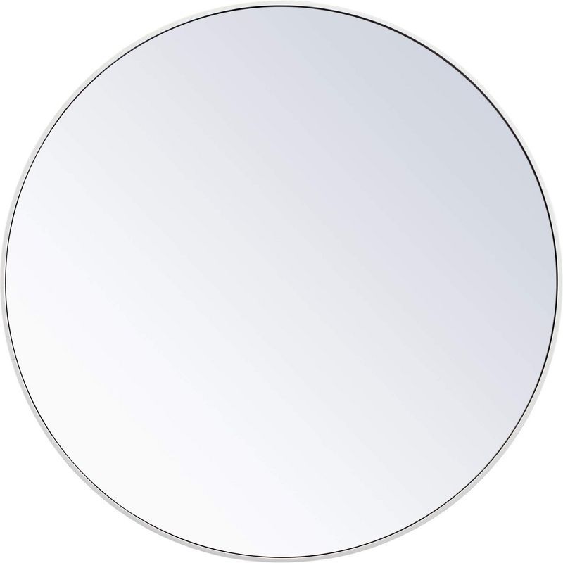 Elegant White Round Metal Frame Mirror 42 Inch