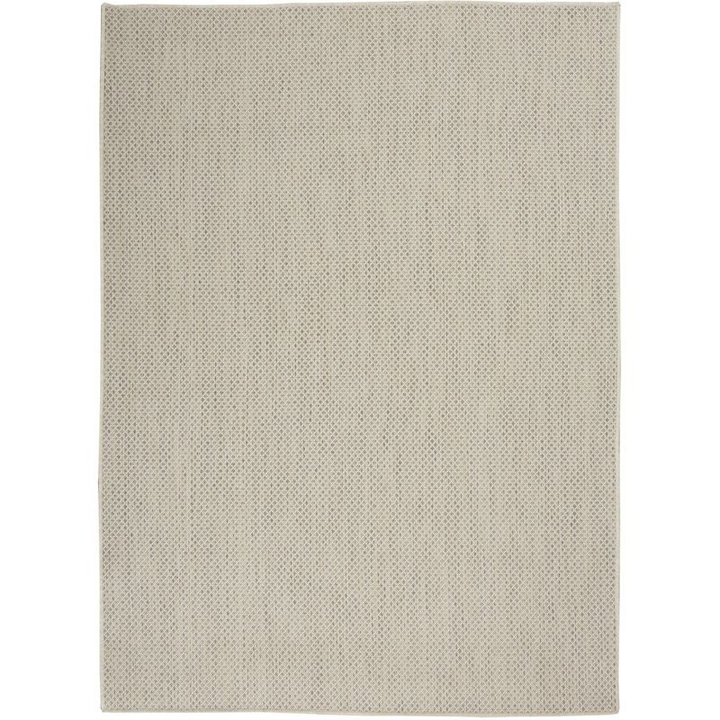 Ivory Silver Geometric 4' x 6' Easy Care Rug