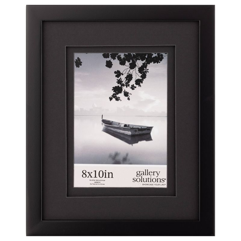 Gallery Solutions 8x10 Black Wood Frame with Double Mat