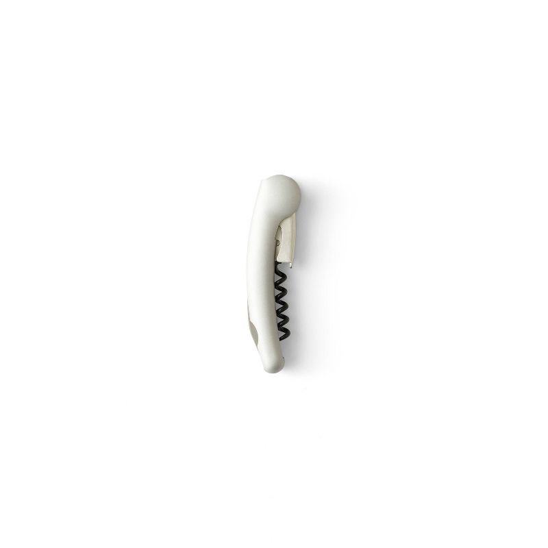 Compact White Magnetic Waiter's Corkscrew with Foil Cutter