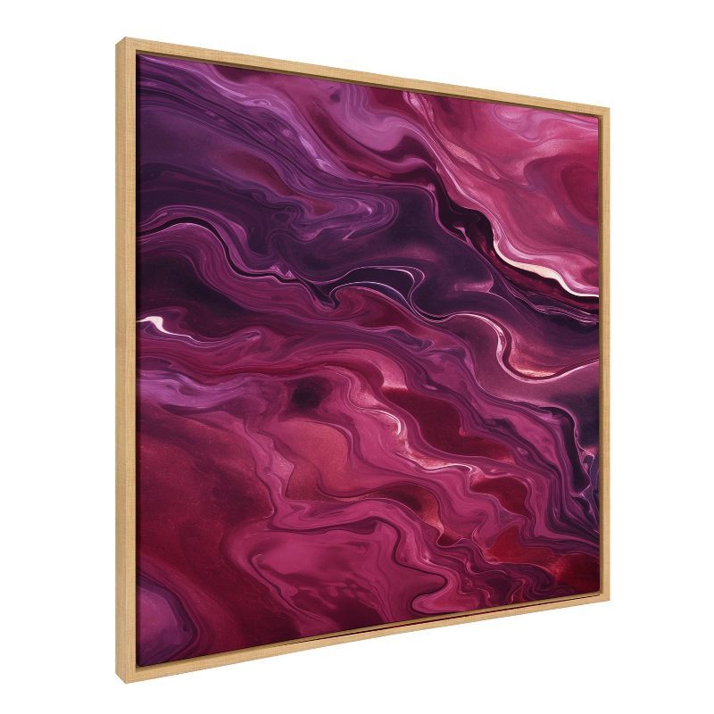 Tonal Abstract Purple Plum Canvas Wall Art with Natural Frame