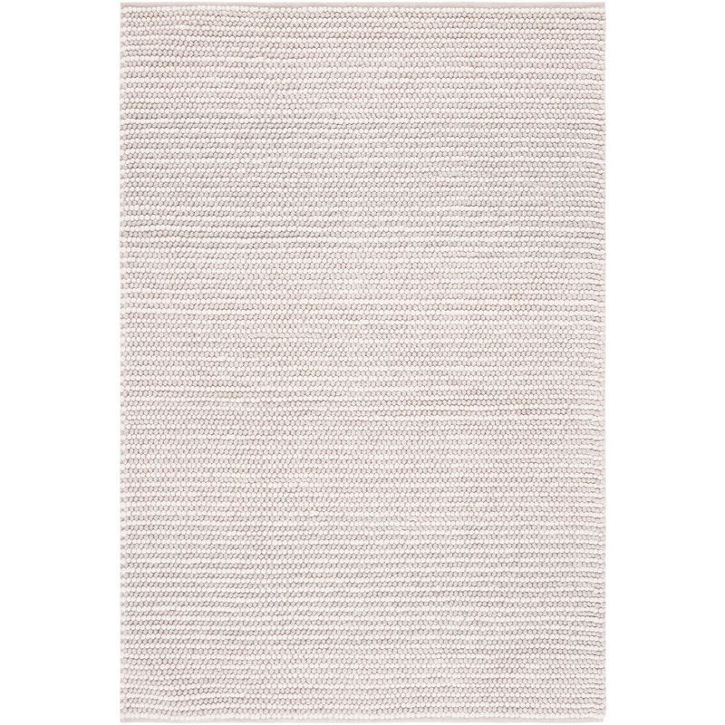 Ivory and Beige Hand Woven Wool Area Rug, 2' x 3'