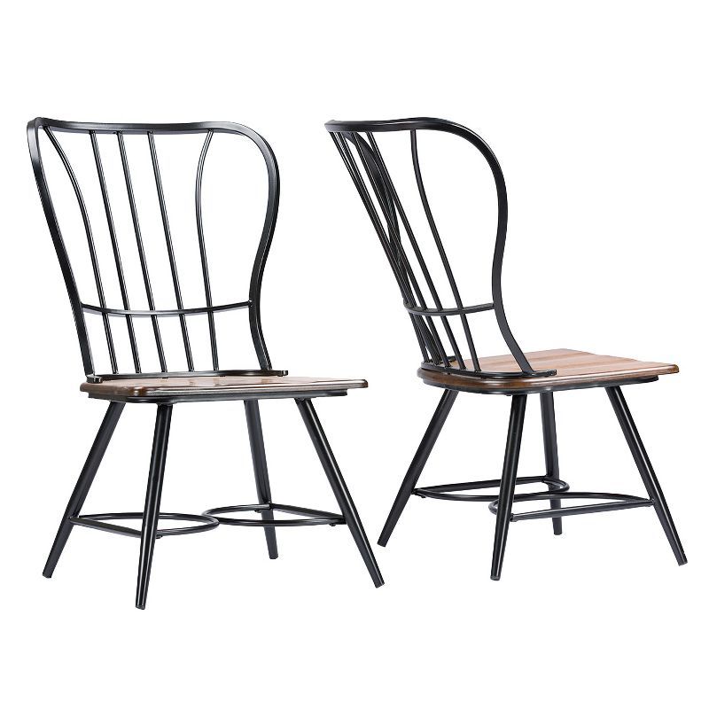 Longford Black Metal and Wood Dining Chair Set