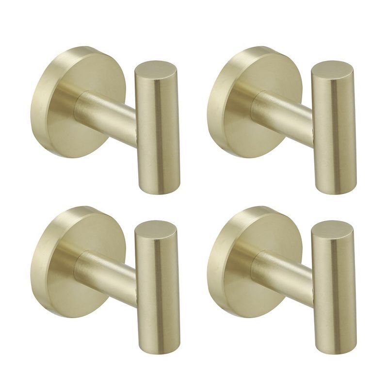 Brushed Gold Stainless Steel J-Hook Wall Mounted Towel Hooks, 4-Pack