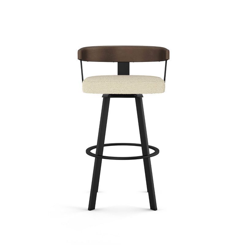 Lars 37'' Cream Bouclé and Black Metal Swivel Barstool