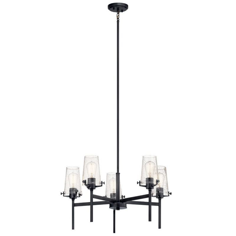 Alton Black 5-Light Chandelier with Clear Seeded Glass