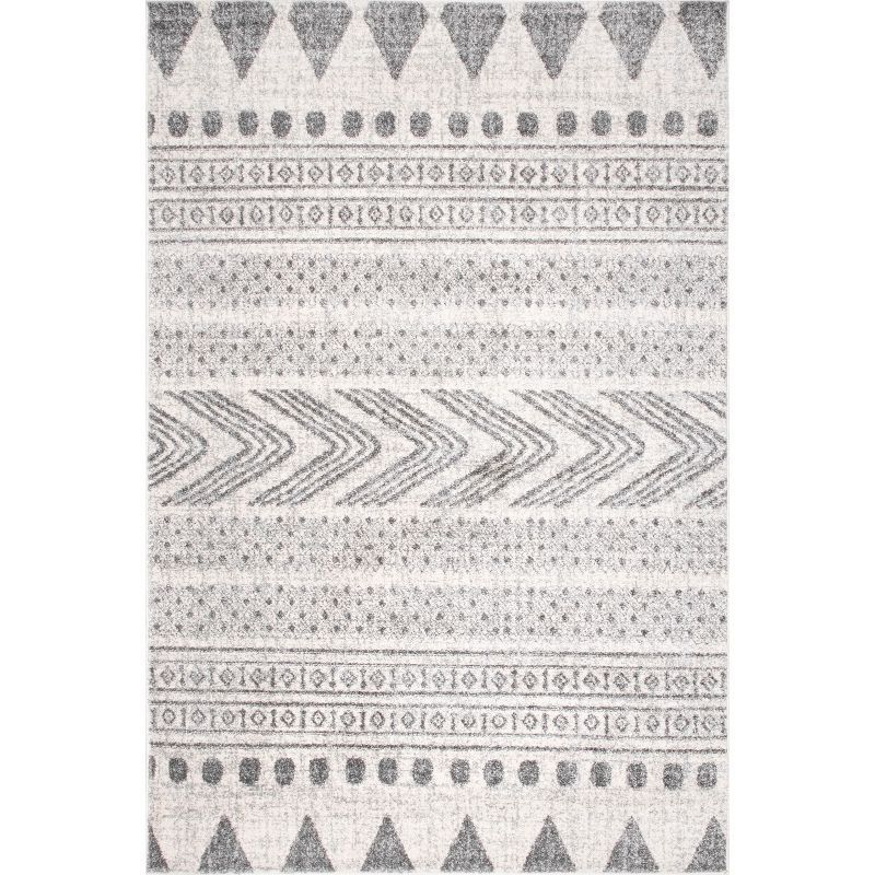 Gray Tribal Pattern Easy Care Synthetic Area Rug 2' x 3'