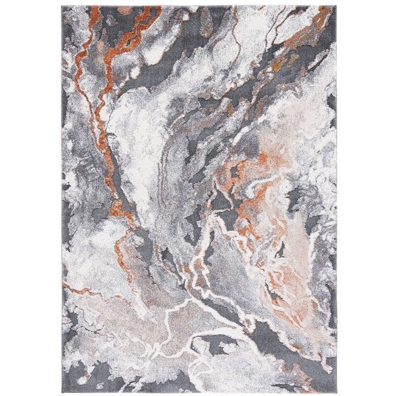 Cyrus Gray and Orange Abstract Shag Area Rug