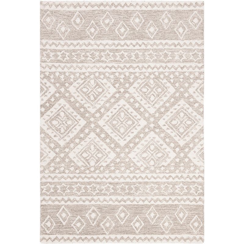Grey and Ivory Wool Hand-Tufted 4' x 6' Area Rug