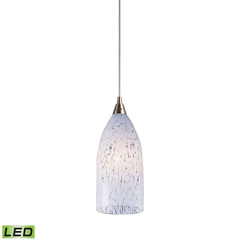 Verona Snow White Glass Mini LED Pendant Light in Satin Nickel