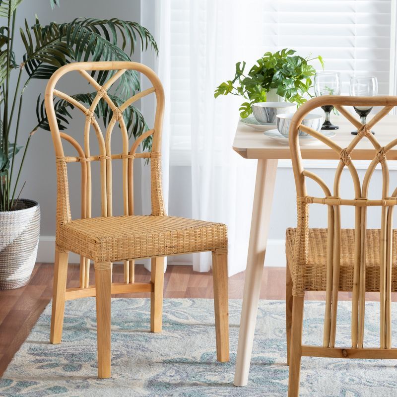 Monaco Brown Mahogany and Cane Dining Chair