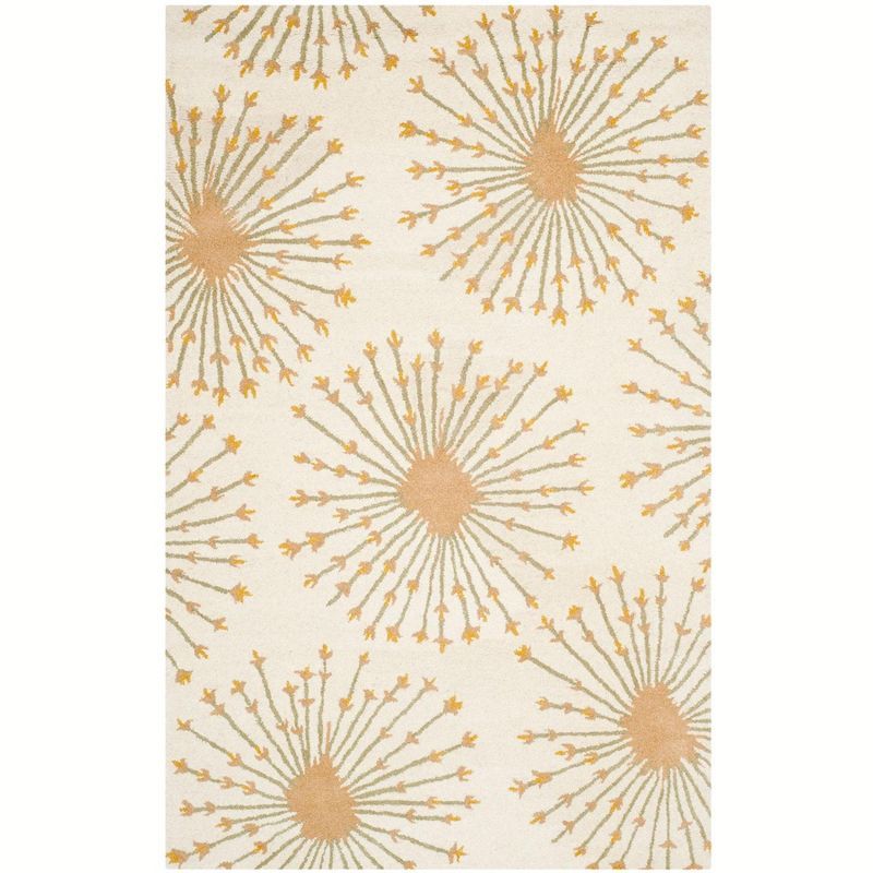 Beige Gold Hand-Tufted Wool Rectangular Area Rug