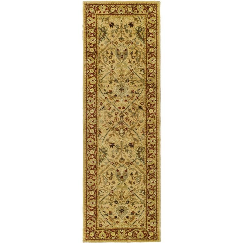 Ivory and Rust Hand-Tufted Wool Runner Rug 30" x 9"