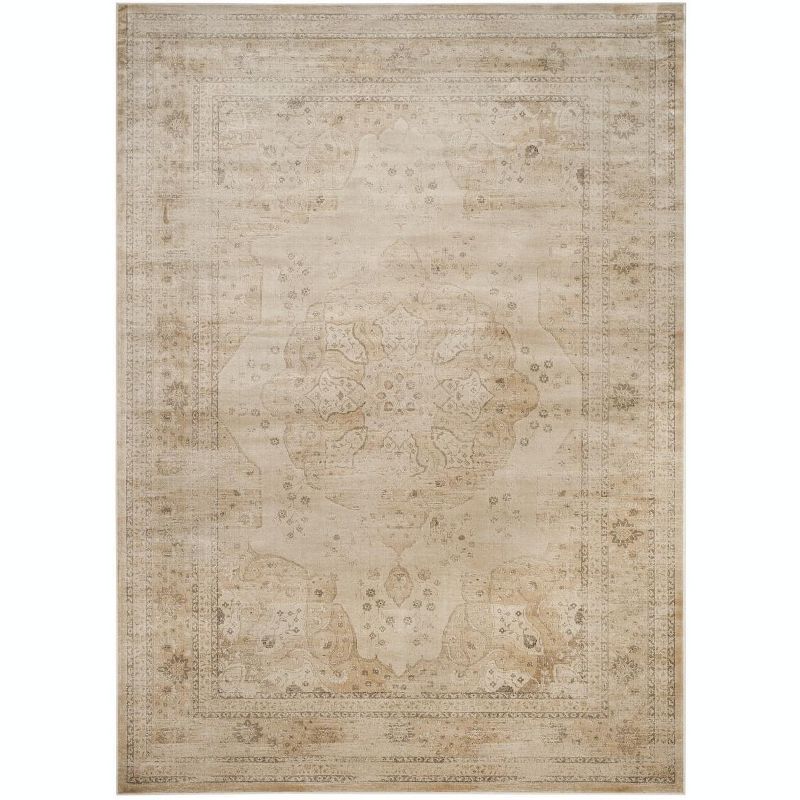 Creme Elegance Round Wool-Blend 8' Vintage Area Rug