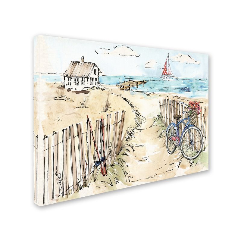 Anne Tavoletti Coastal Catch V Canvas Art in Blue and Beige