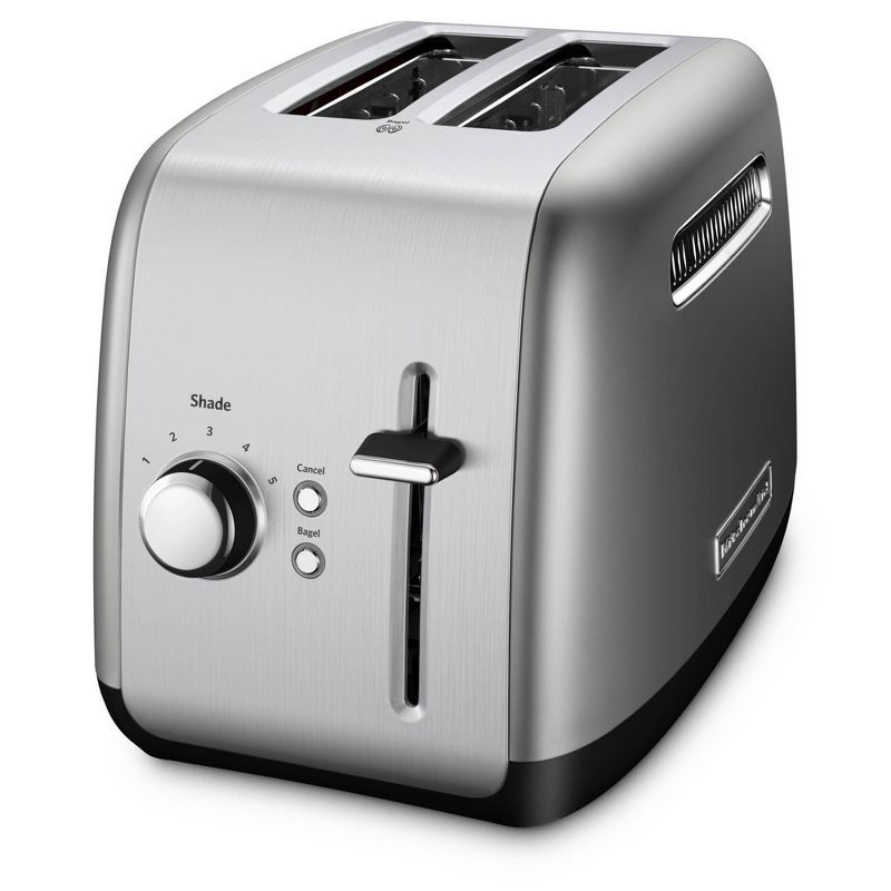 Contour Silver Stainless Steel 2-Slice Toaster with Wide Slot and Crumb Tray