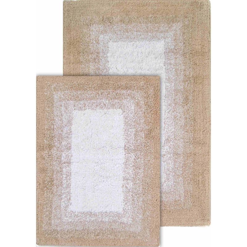 Whitney Ombre Beige Cotton Reversible Bath Rug Set