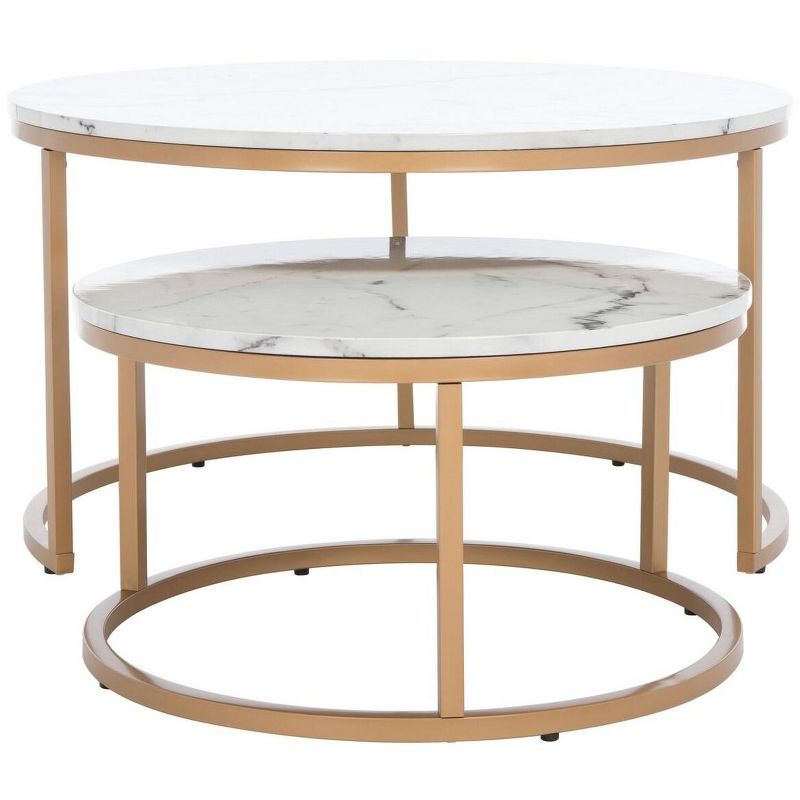 Peppino Round White Marble and Gold Nesting Coffee Table