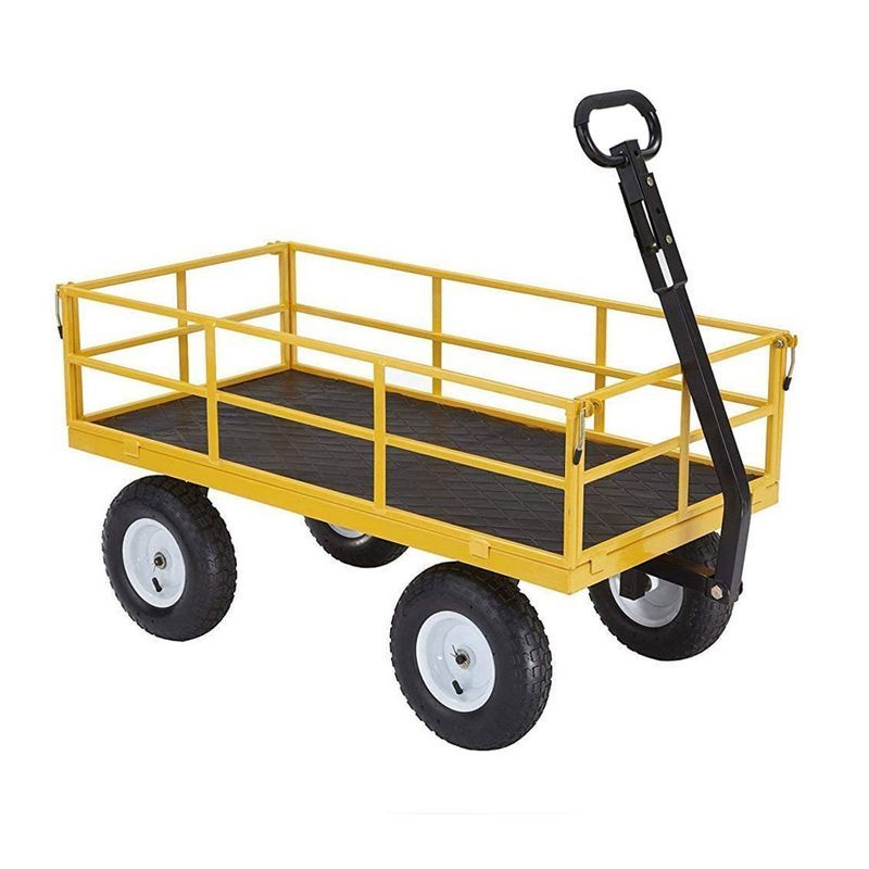 Yellow Heavy Duty Steel Utility Cart with Mesh Bed