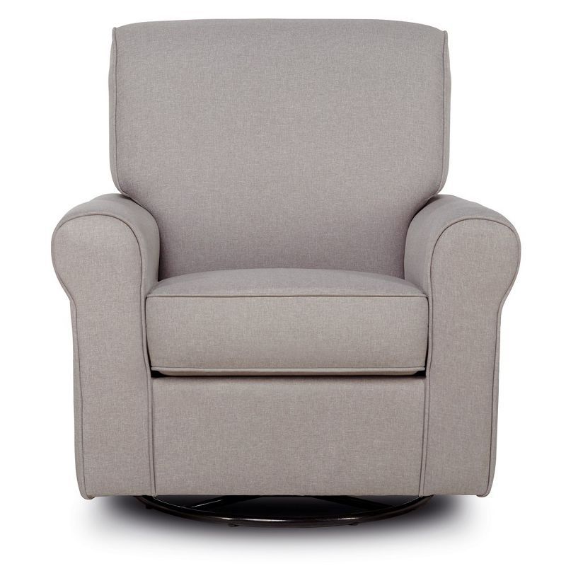 Fossil Gray Polyester Swivel Glider Accent Chair