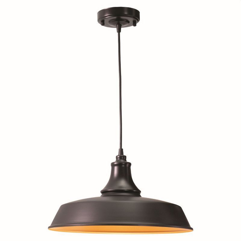 Dorado 15" Dark Bronze and Gold Farmhouse Pendant Light