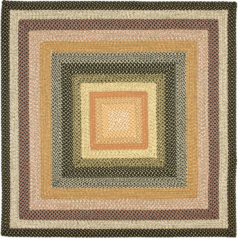 Handwoven Blue Multi Square Braided Area Rug - 6' x 6'
