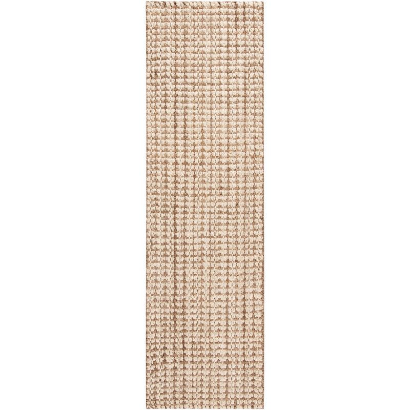 Ivory and Natural Hand-Knotted Jute Runner Rug, 2'3" x 8'