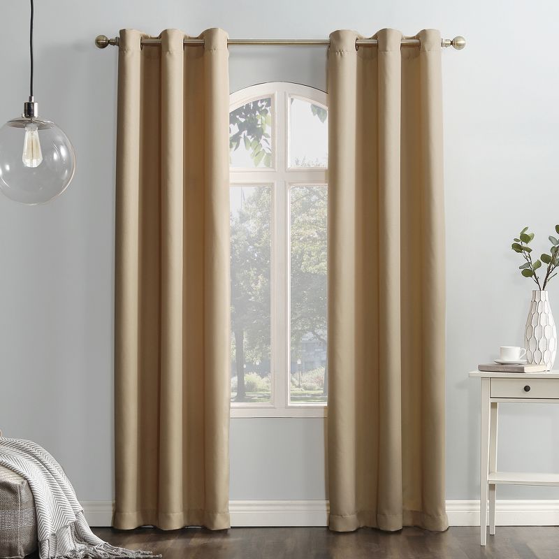 Taupe 48"x84" Polyester Light-Filtering Grommet Curtain Panel