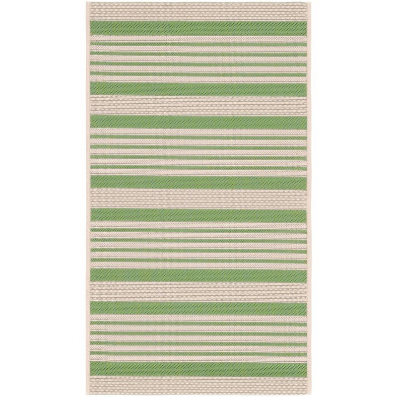 Gray and Taupe Striped Synthetic Outdoor Area Rug