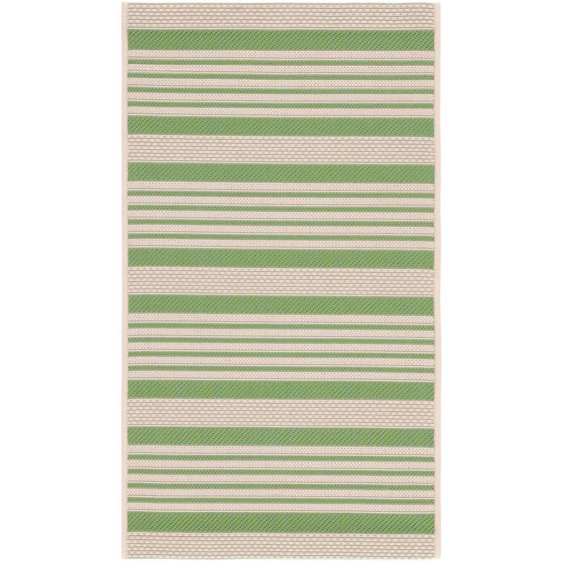 Gray and Taupe Striped Synthetic Outdoor Area Rug