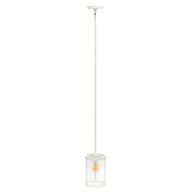 Farmhouse Chic 55" White Metal & Clear Glass Adjustable Pendant Light